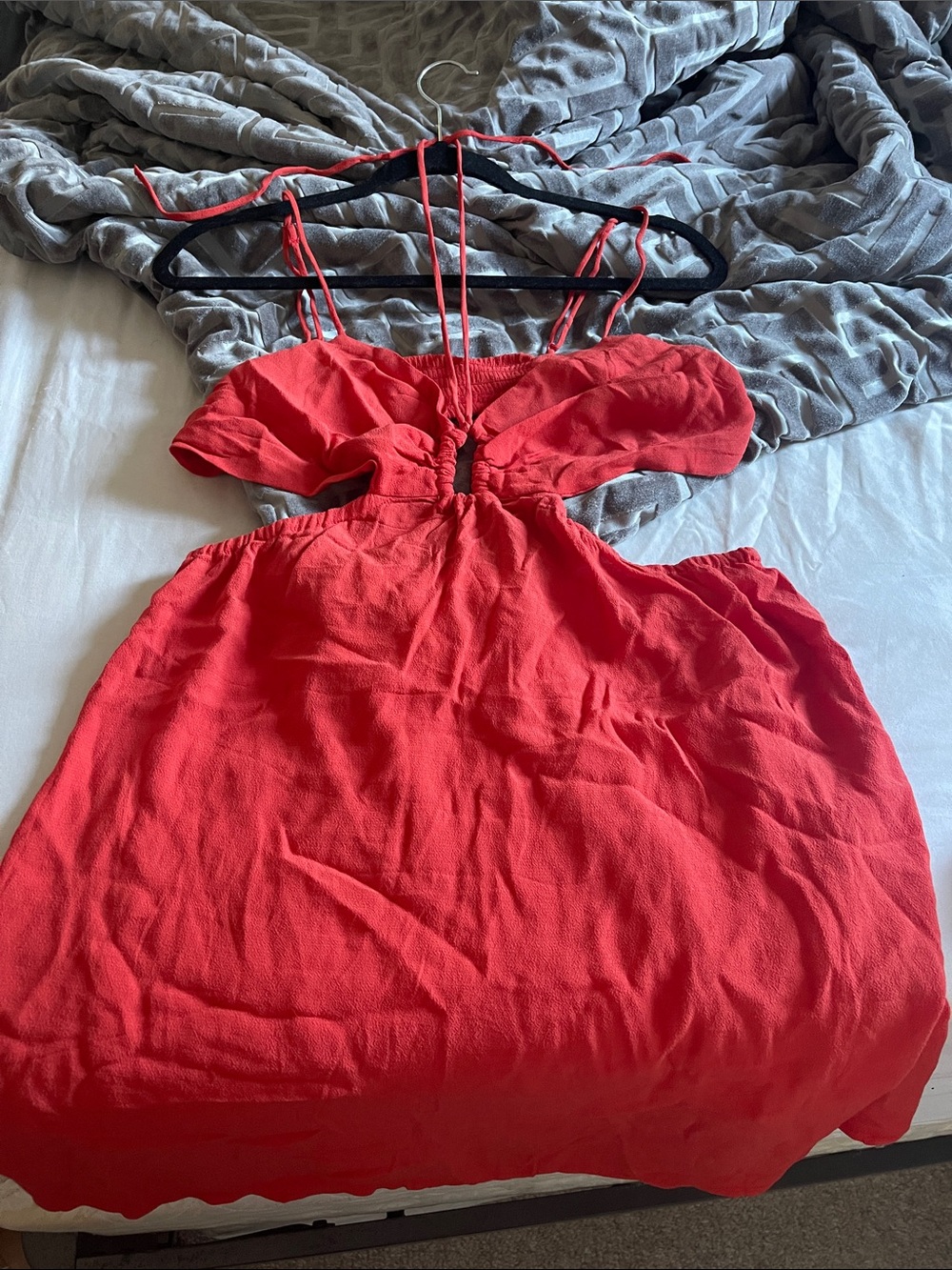 H&M Red Cutout Mini Dress with Spaghetti Straps